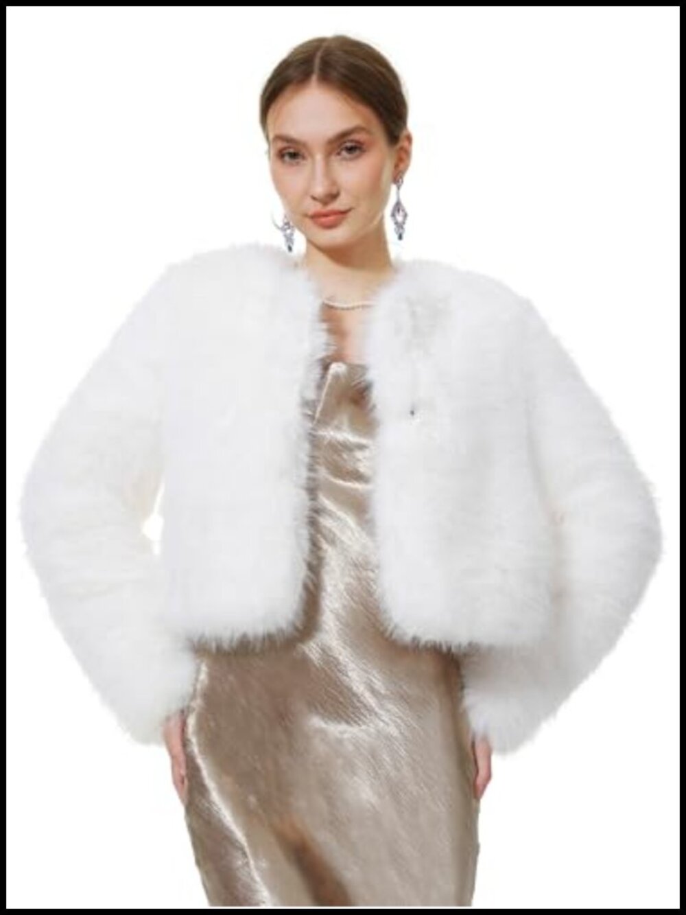 Faux Fur Cropped Fluffy Jacket Long Sleeve Button Cardigan